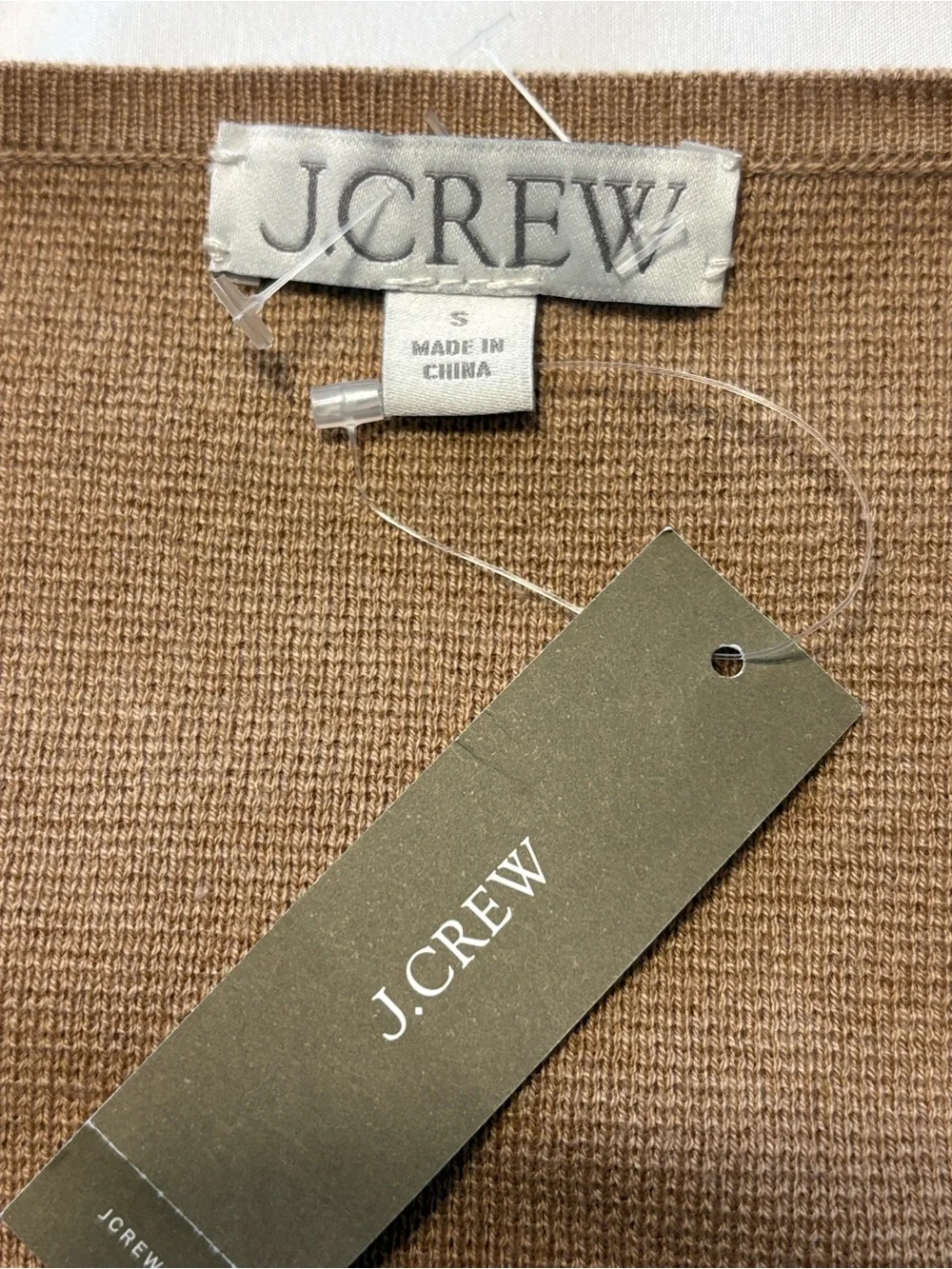 J. Crew Giselle V-Neck Sweater Blazer S Tan V-Neck Longer Gold Buttons NWT